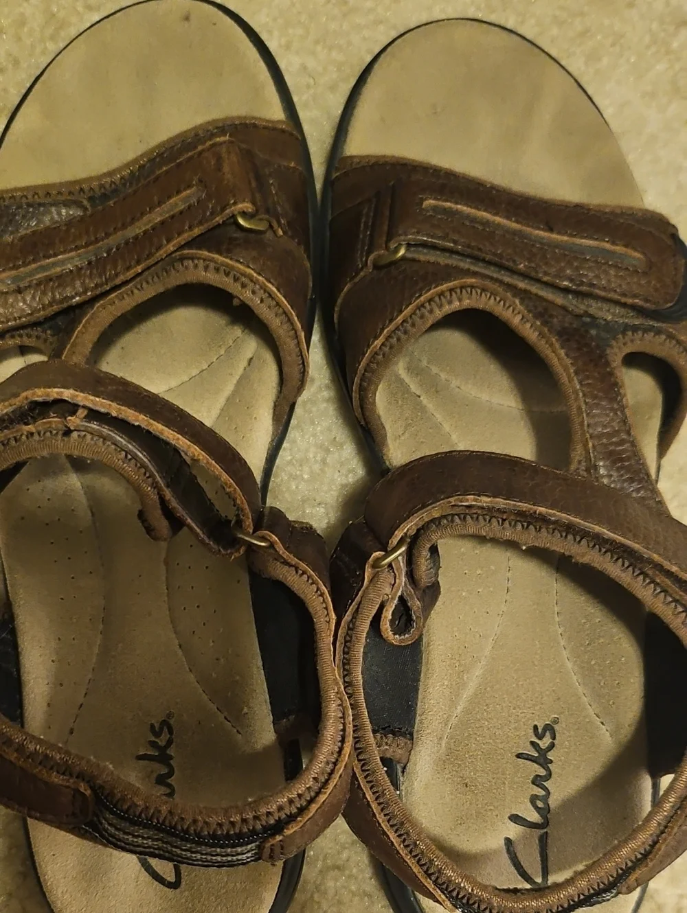 Clarks Brown Leather Strap Sandals for Women - Picture 1 of 5